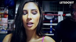 Sexy babes Gia Derza & Gianna Dior love intense three-way boxing ring sex with coach