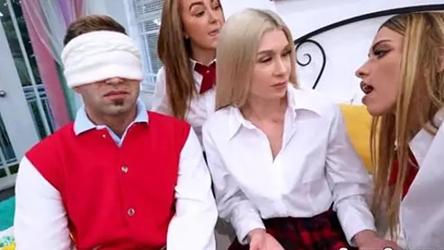 Wet pussies receiving dick in foursome (Khloe Kapri, Nicky Rebel, Callie Black)