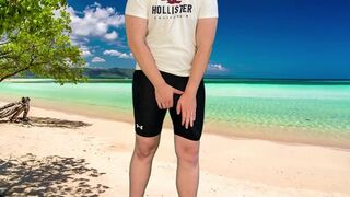 Risky masturbation on the beach