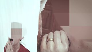 Husband catches wife giving blowjob 