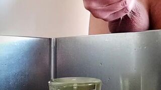 piss and cum in a cup  Pee and cum  Want to drink ????