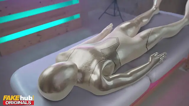 Fakehub - Male Sex Robot reveals his huge organic cock🌭 to pleasure the hot Ebony Professor