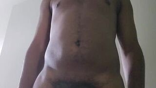 Lubing up and stroking before wanking