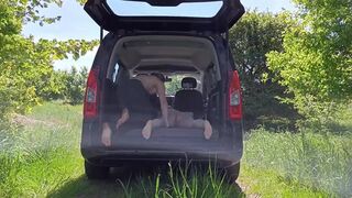 Public car sex with Scandinavian blonde Milf  Huge orgasms for both!