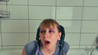 Sweet girl takes a shower and jerks her pussy to a full orgasm