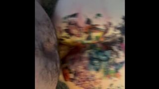 Amelia puts temp tattoos on her ass and get railed hard by daddy