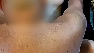 Submissive bound slut made to cum then gives rimjob until her Dom cums on her tits