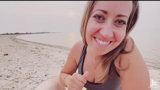 I sucked his hard cock on the beach and then swallowed his cum
