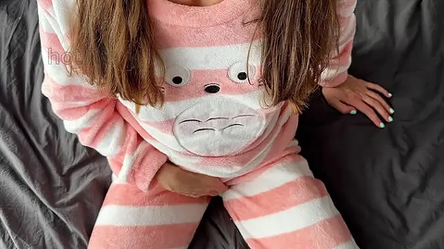 schoolgirl in pajamas masturbate small tits horny pussy and squirting orgasm