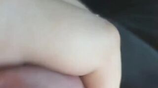 I jerk off in car in public place. Crazy orgasm on the touch and flash my dick