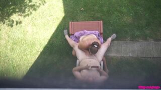 Backyard Blowjob's - A View From Above As Missy Sucks George's Cock