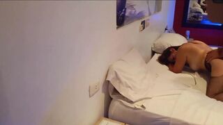 Jesi gala latina in lingerie fucked moaning by old man and cumshot on tits, cuckold filming