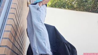 Huge cumshot - Hot Guy cums in a risky place