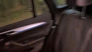 Horny cheating wife gets naked & fucked doggy in the back of car- loud moaning & cum of her ass