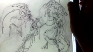 One Hot Mess Line Art Timelapse by Drenched The Facial Artist