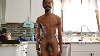 Amateur mom's kitchen floor snatches a huge black cock