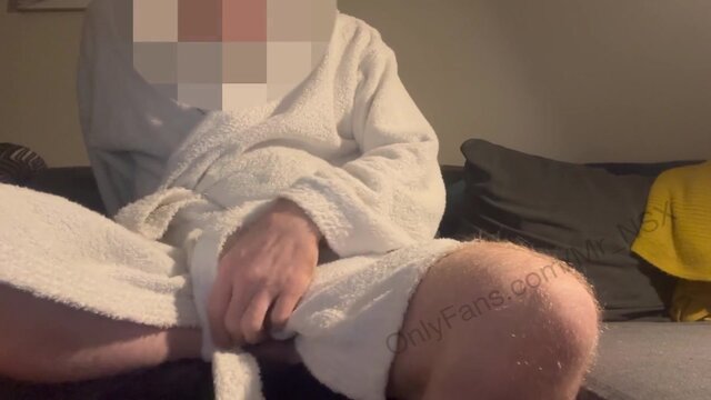 Hot and Hung Masturbation with Robe-Clad Shaft