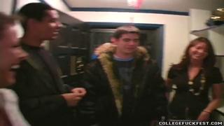 Juicy campus co-eds devour each other's bodies in raunchy foursome romp