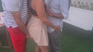 At a raucous party, my wife devoured two massive cocks while her hubby helplessly watched