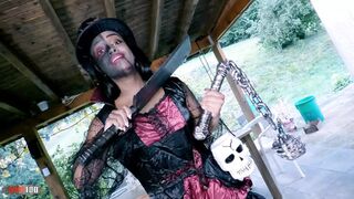 Trick or Treat, Throat F*cked by Fresh Colombian African Goddess Paris