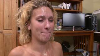 Strong Guy Drenches Stunning Brunette with Massive Come